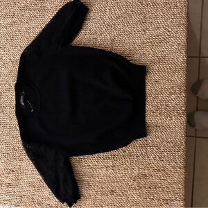 Elegant Black Sweater with Lace Sleeves